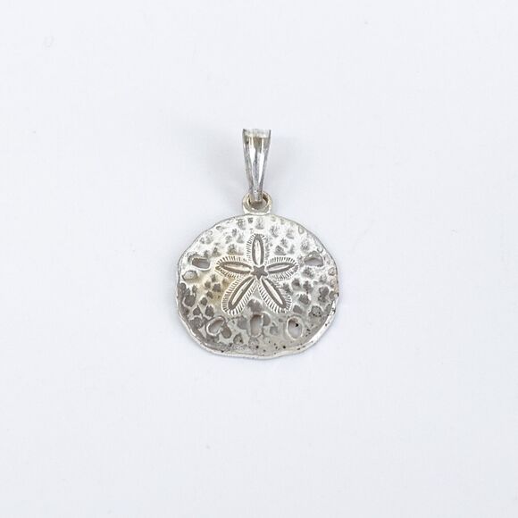 Vintage Silver-Plated Textured Sand Dollar Beach Jewelry Pendant - Picture 2 of 6